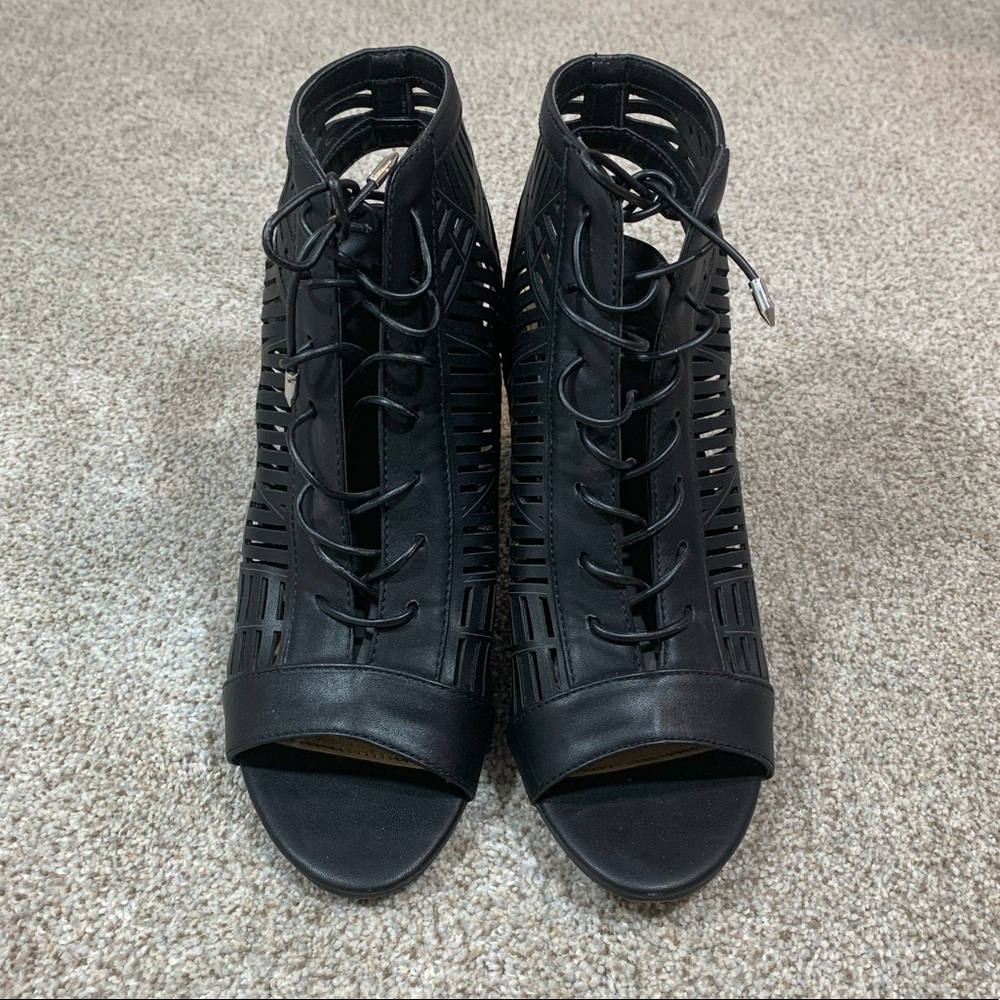 Sam Edelman Roco Lace Up Black Heeled Sandals. - Picture 4 of 9